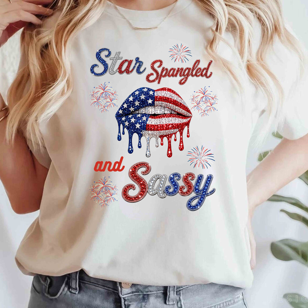 Faux Bling Star, Spangled and Sassy Lip T-Shirt